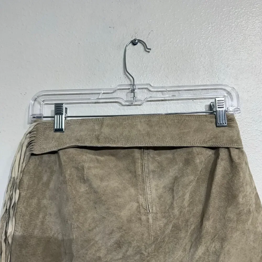Limited Too Cream Suede Leather Mini Skirt Sz 12 Y2K